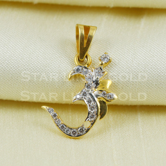 om aum 18k Gold Pendant Indian Handmade Jewelry B1064