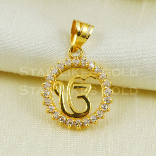 Ik Onkar 18k Gold Pendant Indian Handmade Jewelry B1093