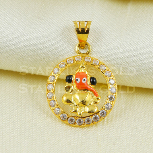 ganeshji 18k Gold Pendant Indian Handmade Jewelry B1094