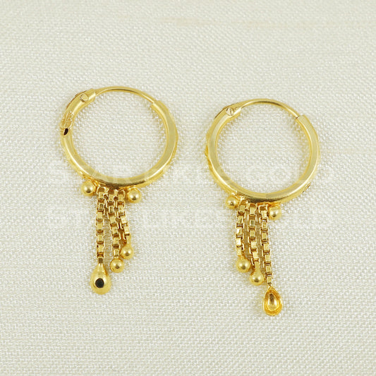18 karat 18k gold bali hoop earrings B1113