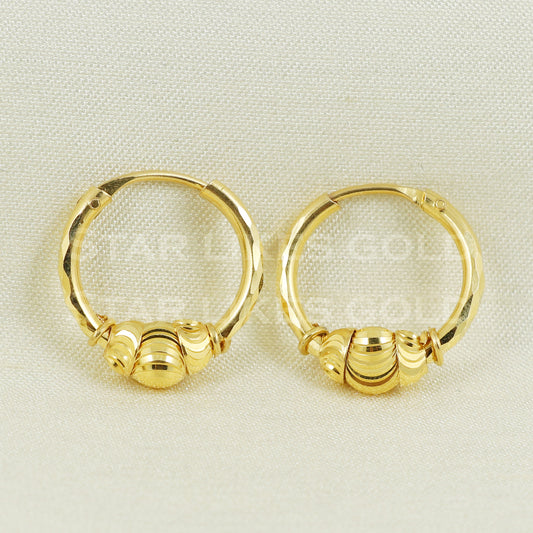 18 karat 18k gold bali hoop earrings B1121