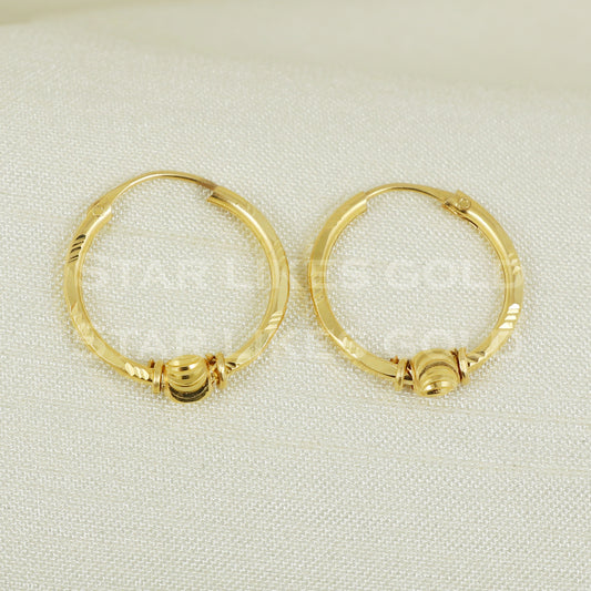 18 karat 18k gold bali hoop earrings B1122