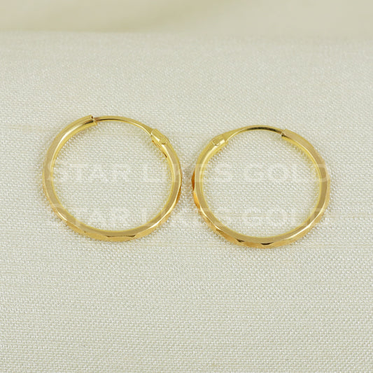 18 karat 18k gold bali hoop earrings B1126