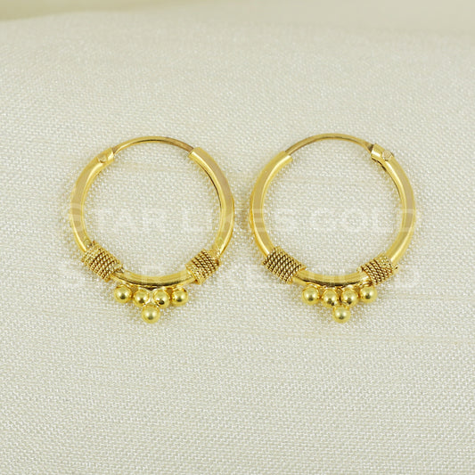 18 karat 18k gold bali hoop earrings B1131