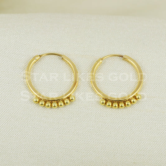 18 karat 18k gold bali hoop earrings B1134