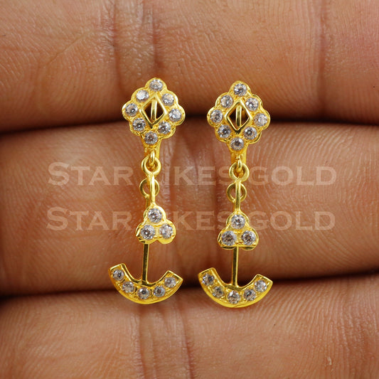 18 karat 18k gold dangle earrings jewelry B1150