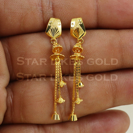 18 karat 18k gold dangle earrings jewelry B1162