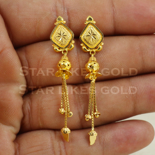 18 karat 18k gold dangle earrings jewelry B1163
