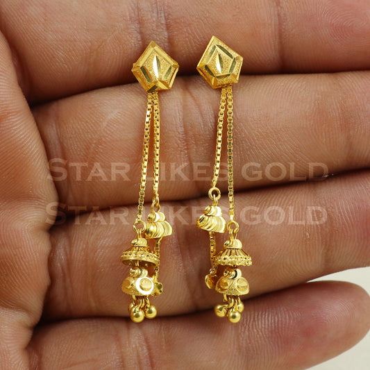 18 karat 18k gold dangle earrings jewelry B1165