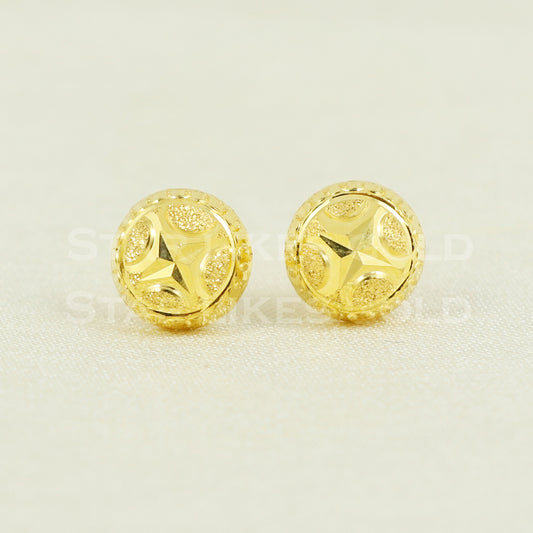 Pure 18k Fine Gold Earrings, 18k Stud Earrings, B1172