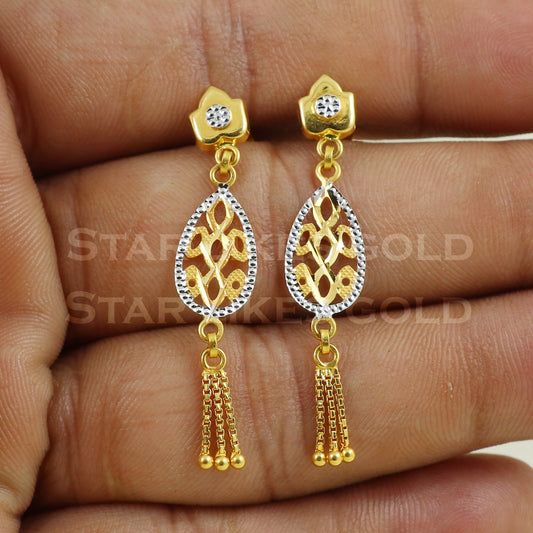 18 karat 18k gold dangle earrings jewelry, B1176