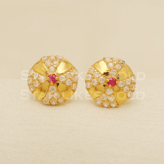 18 karat 18k gold stud earrings jewelry, B1179