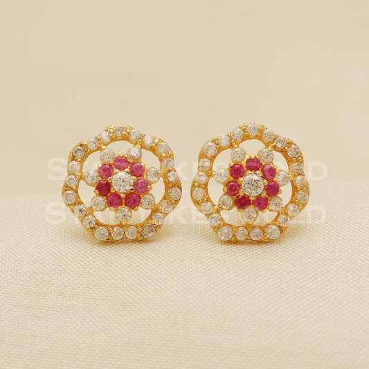 18 karat 18k gold stud earrings jewelry, B1181