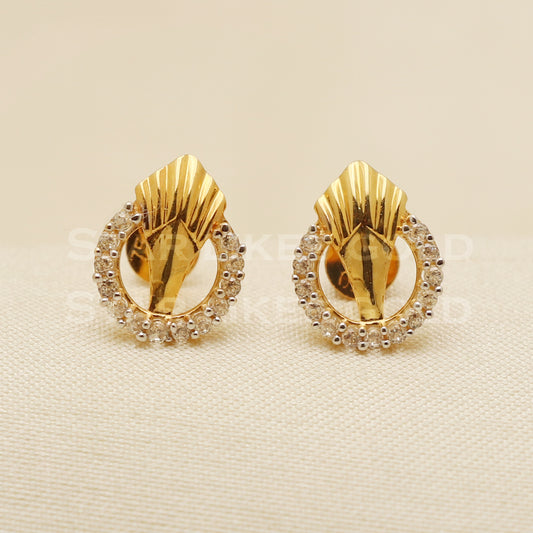 18 karat 18k gold stud earrings jewelry, B1182