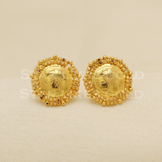 18 karat 18k gold stud earrings jewelry, B1183