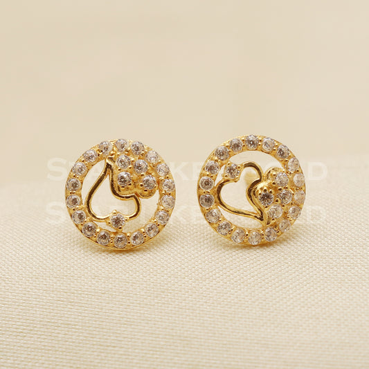 18 karat 18k gold stud earrings jewelry, B1184