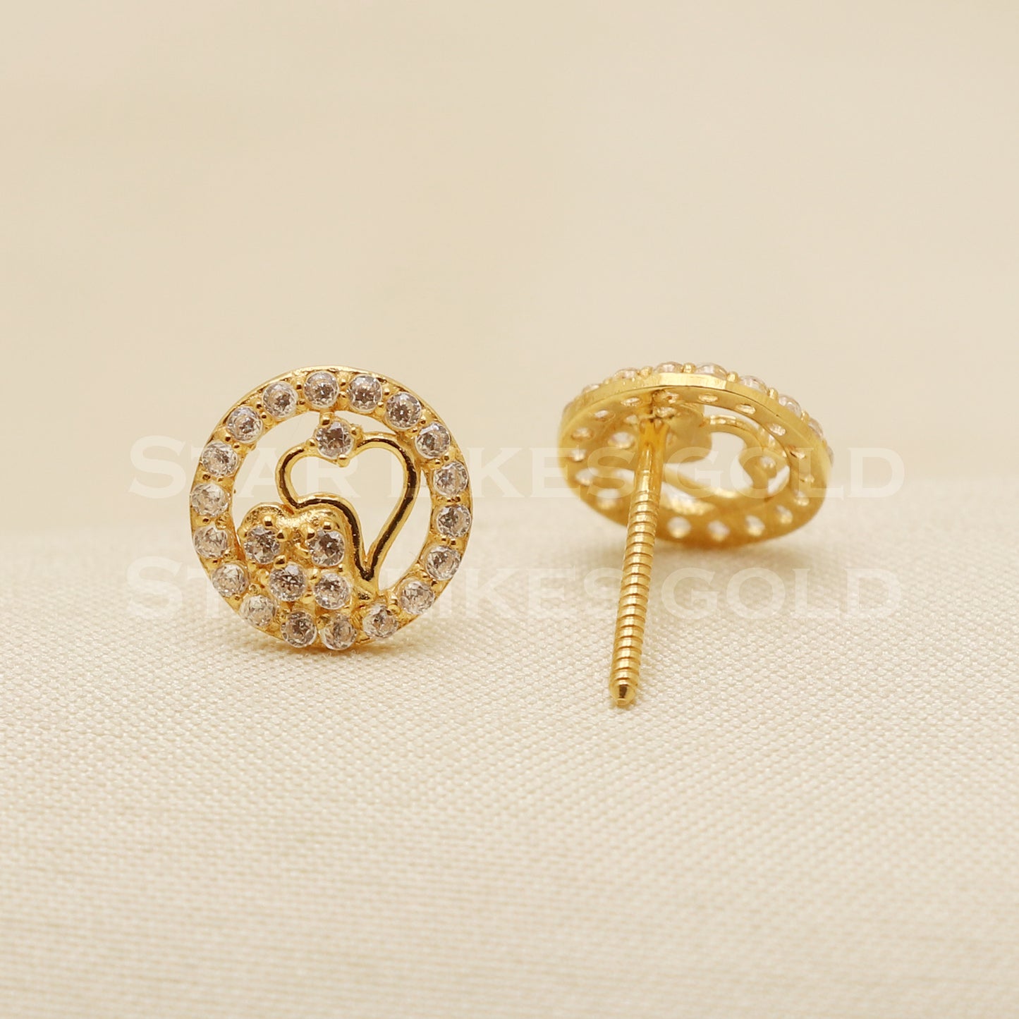 18 karat 18k gold stud earrings jewelry, B1184