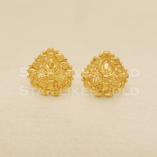 18 karat 18k gold stud earrings jewelry, B1185