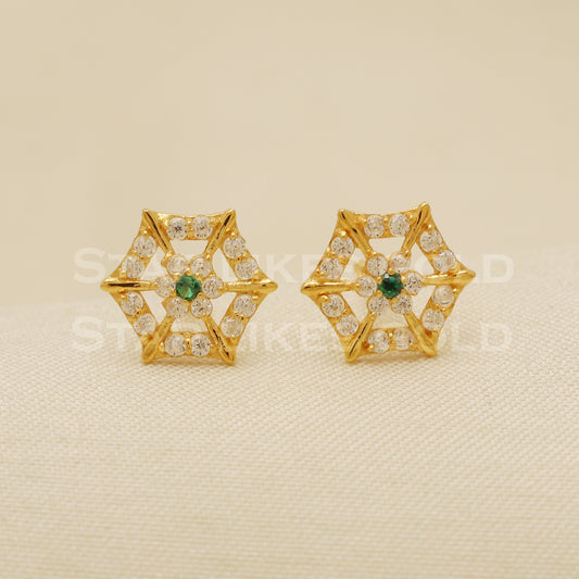 18 karat 18k gold stud earrings jewelry, B1186