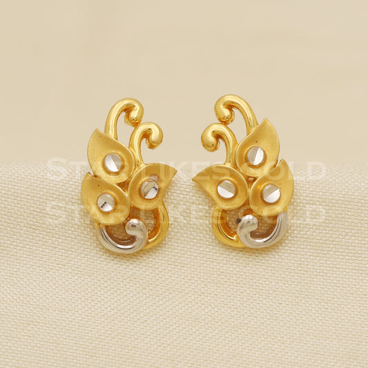 18 karat 18k gold stud earrings jewelry, B1188