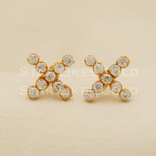 18 karat 18k gold stud earrings jewelry, B1189