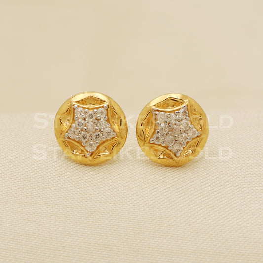 18 karat 18k gold stud earrings jewelry, B1192