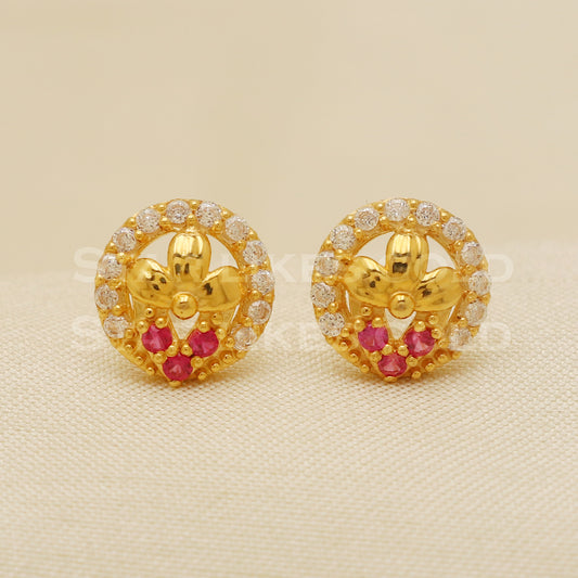 18 karat 18k gold stud earrings jewelry, B1193