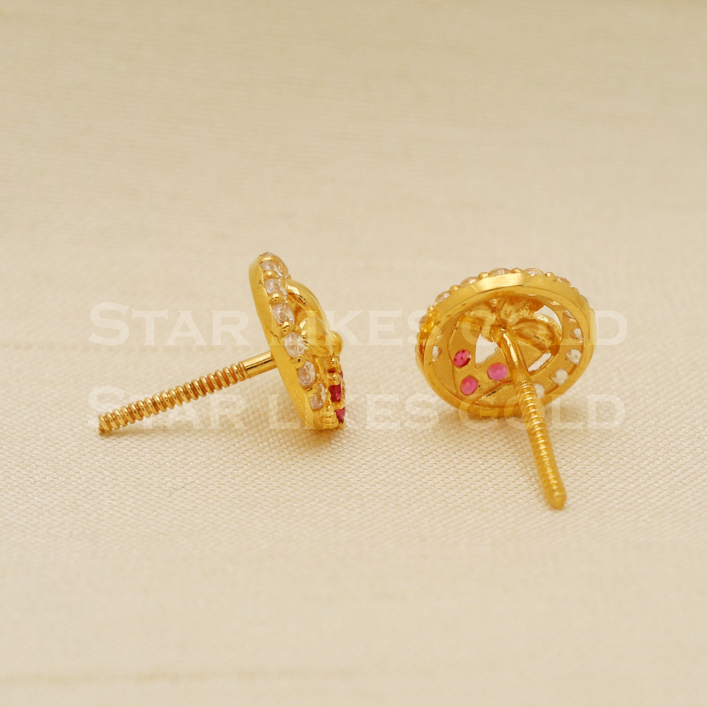 18 karat 18k gold stud earrings jewelry, B1193