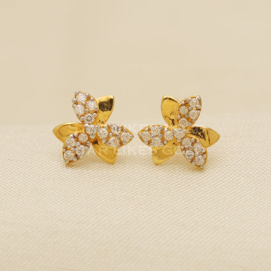 18 karat 18k gold stud earrings jewelry, B1195