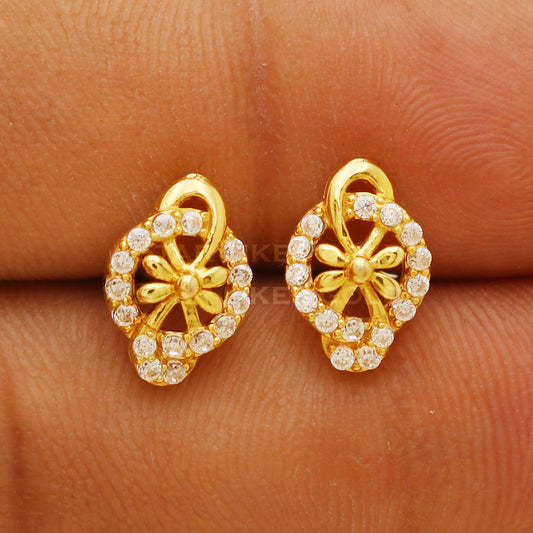 18 karat 18k gold stud earrings jewelry, B1196