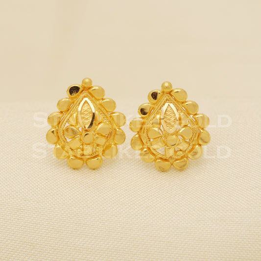 18 karat 18k gold stud earrings jewelry, B1198