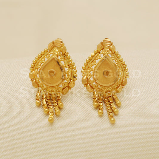 18 karat 18k gold stud earrings jewelry, B1199