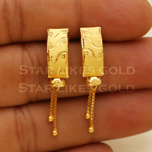 18 karat 18k gold stud earrings jewelry, B1203