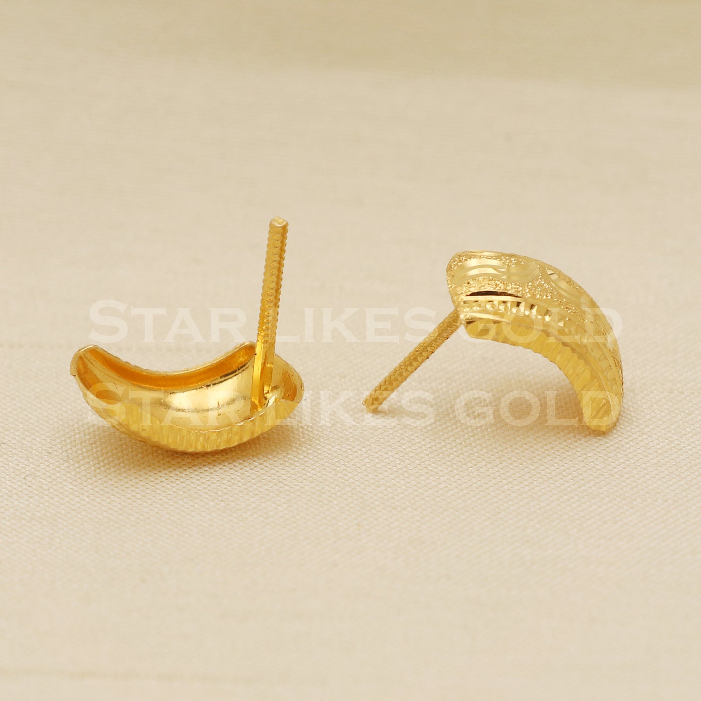 18 karat 18k gold stud earrings jewelry, B1204