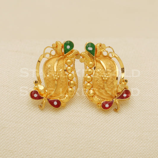 18 karat 18k gold stud earrings jewelry, B1205