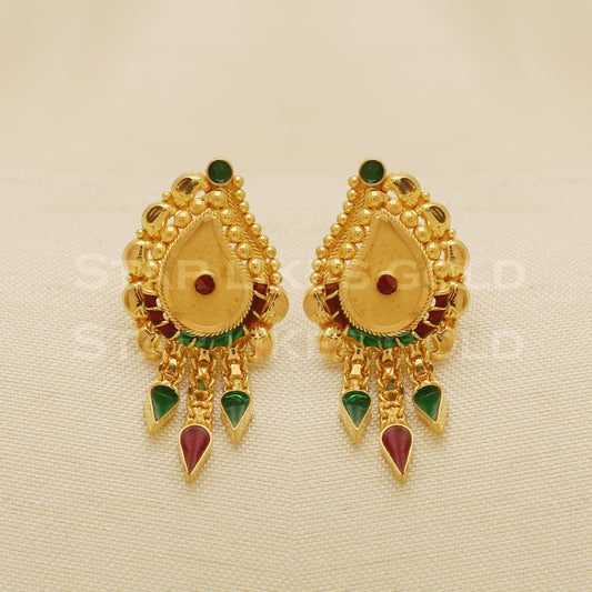 18 karat 18k gold stud earrings jewelry, B1206