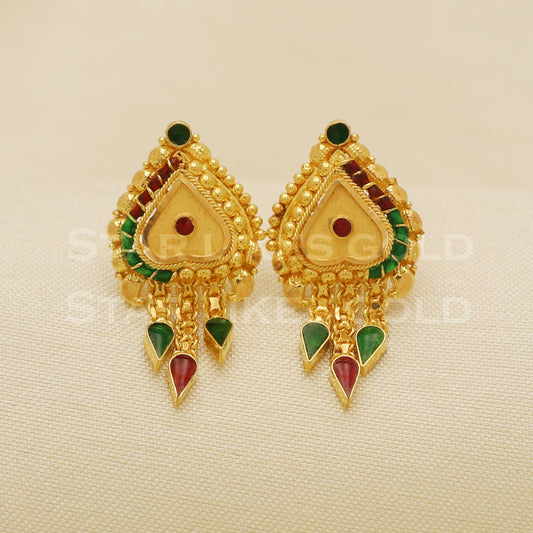 18 karat 18k gold stud earrings jewelry, B1207