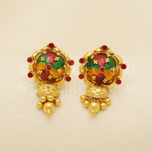 18 karat 18k gold stud earrings jewelry, B1210
