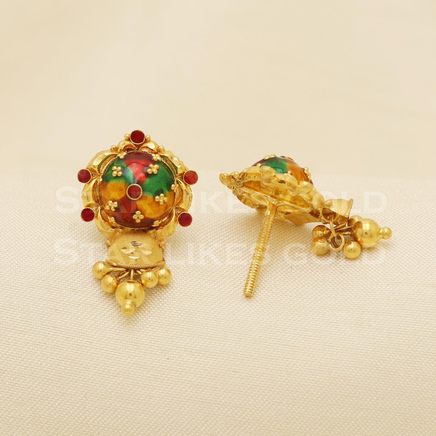 18 karat 18k gold stud earrings jewelry, B1210