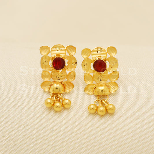 18 karat 18k gold stud earrings jewelry, B1211