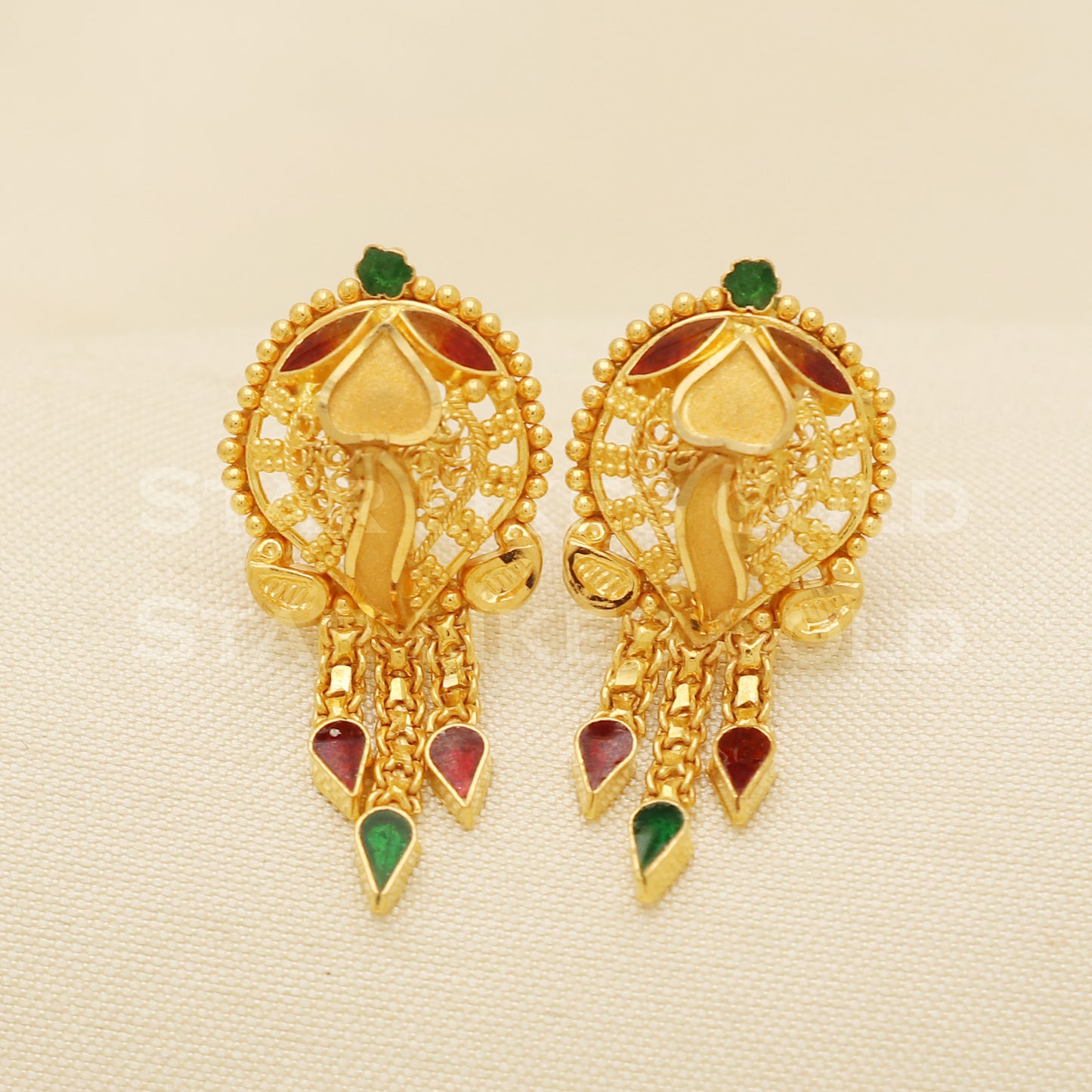 22 karat 22k gold stud earrings jewelry, B1213