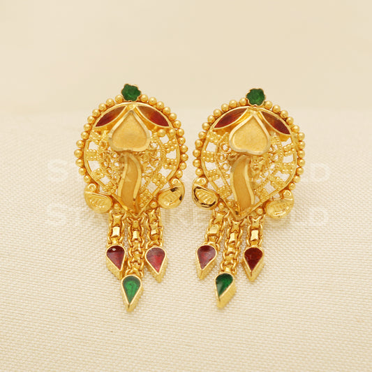 22 karat 22k gold stud earrings jewelry, B1213