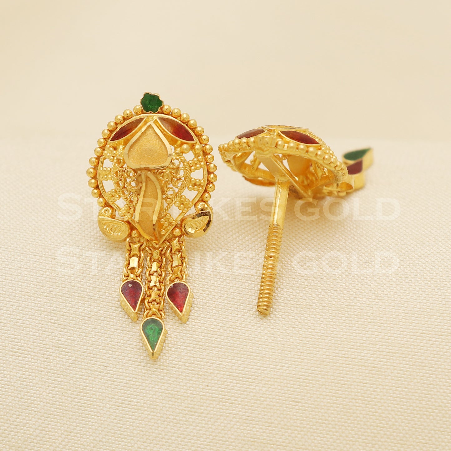 22 karat 22k gold stud earrings jewelry, B1213