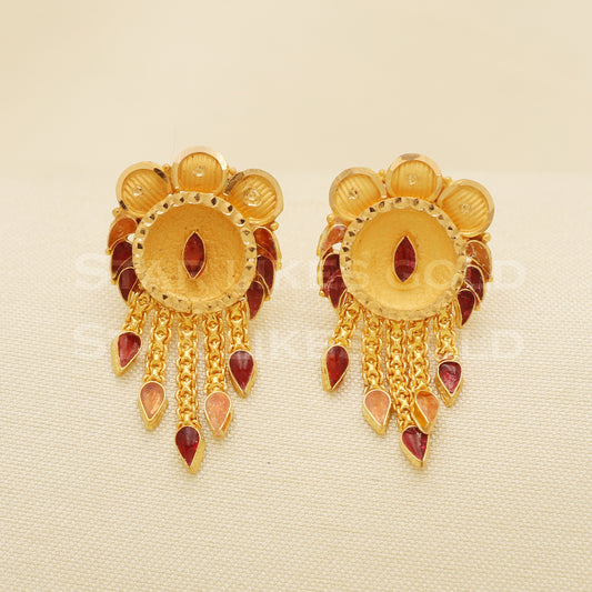 22 karat 22k gold stud earrings jewelry, B1214
