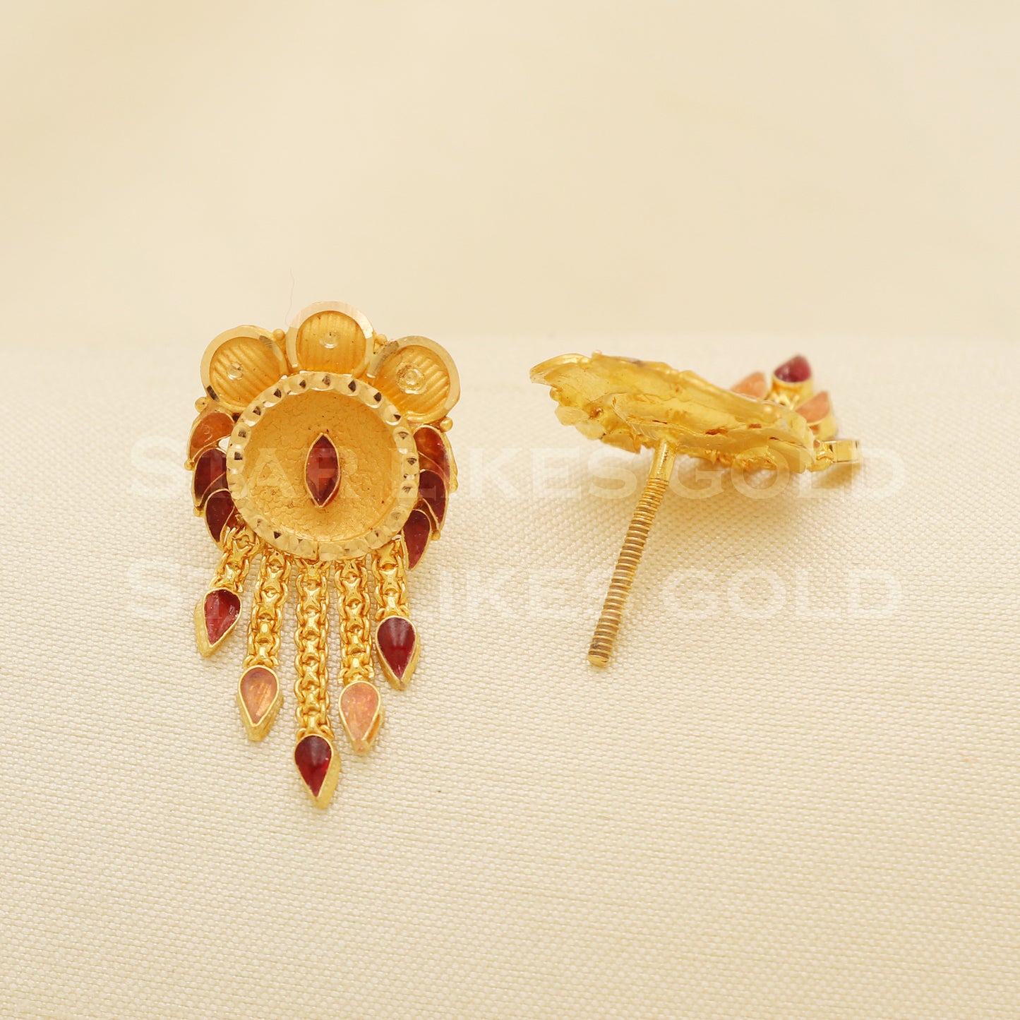 22 karat 22k gold stud earrings jewelry, B1214