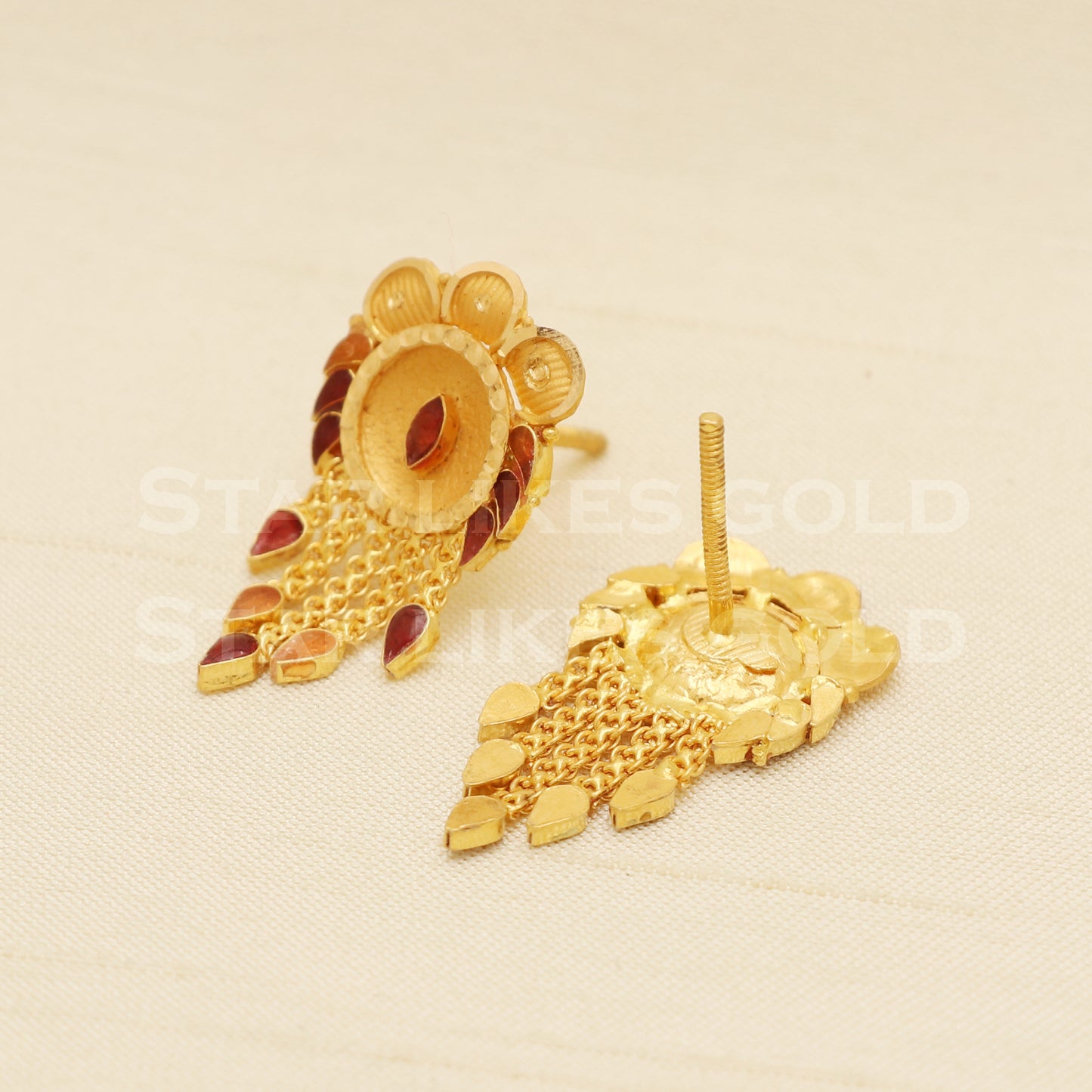 22 karat 22k gold stud earrings jewelry, B1214