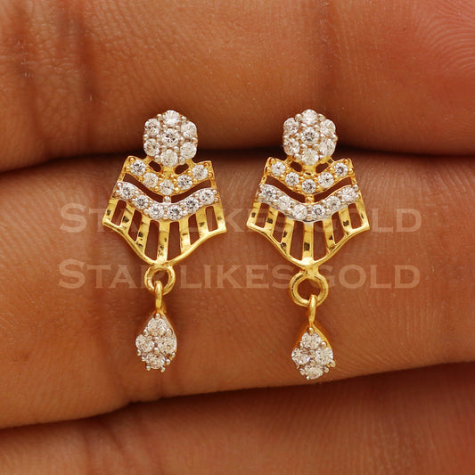 22 karat 22k gold stud earrings jewelry, B1215