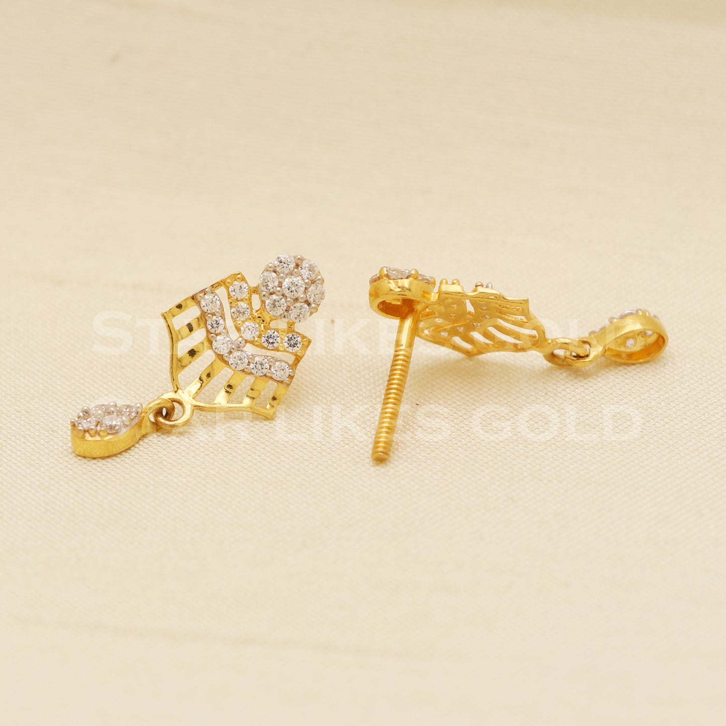 22 karat 22k gold stud earrings jewelry, B1215