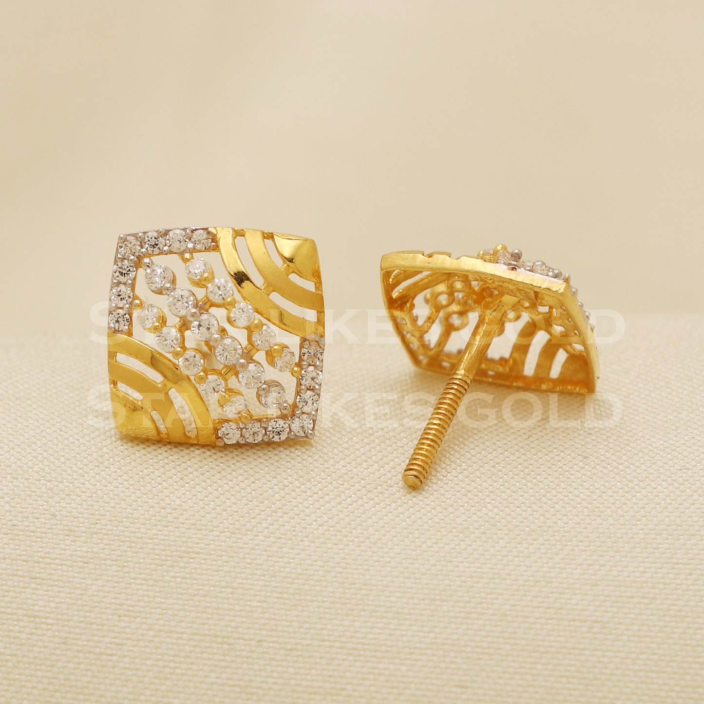 22 karat 22k gold stud earrings jewelry, B1216