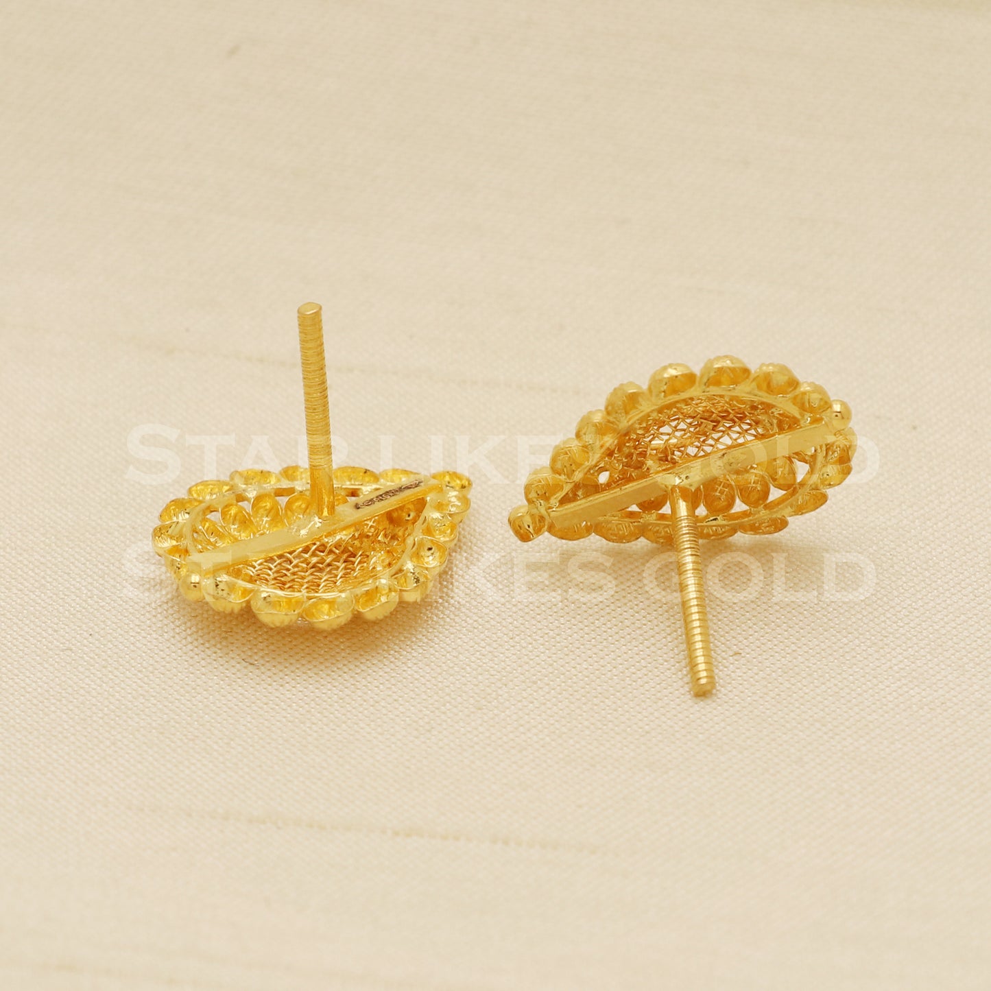 22 karat 22k gold stud earrings jewelry, B1217
